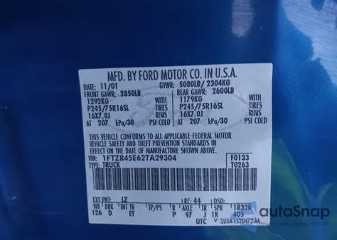 2002 Ford Ranger Edge/Xlt from USA, damaged, VIN 1FTZR45E62TA29304